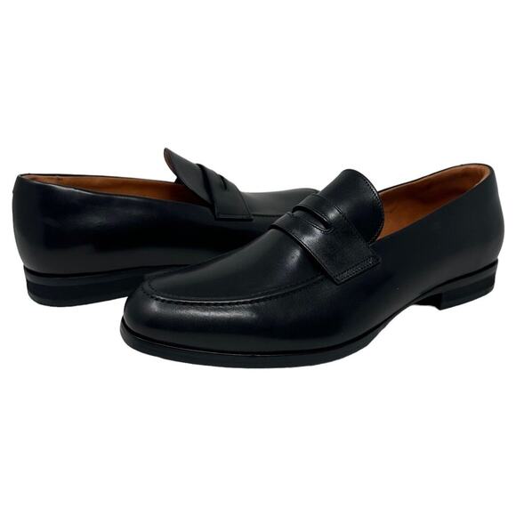 Wolf and Shepherd Men's Ringer Calf Leather Penny Loafer Slip-On Black Shoes